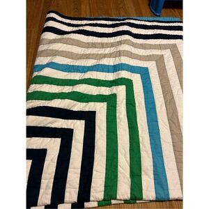 Pottery Barn Kids PBK Quilted comforter Navy white multicolored 83x86 replacemen